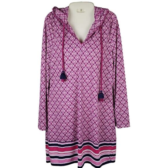 Talbots Cabana Life Sapphire Hooded Beach Cover-Up UPF 50+ Sz S Resort Vacation - Picture 2 of 11